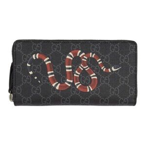 Like New Men’s Gucci Kingsnake GG Supreme Monogram Continental Wallet Grey/Red